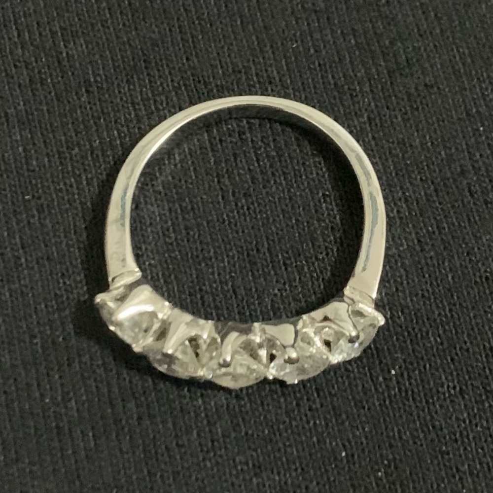 925 Sterling Silver Five Stone Simulated Diamond … - image 3